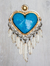 Corazón plumas colgantes