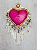 Corazón plumas colgantes