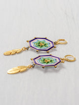 Aretes mandala octagonal con plumas chicos