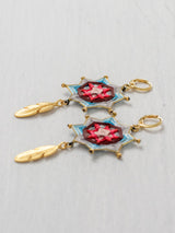 Aretes mandala estrella con plumas chicos