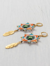 Aretes mandala estrella con plumas chicos