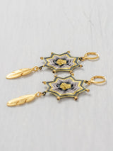 Aretes mandala estrella con plumas chicos