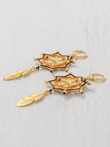 Aretes mandala estrella con plumas chicos