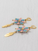 Aretes mandala estrella con plumas chicos