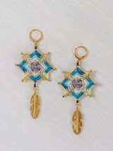 Aretes mandala estrella con plumas chicos