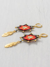 Aretes mandala estrella con plumas chicos