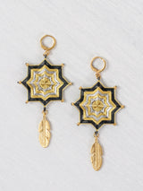 Aretes mandala estrella con plumas grandes