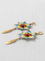 Aretes mandala estrella con plumas grandes