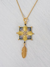Collar mandala estrella con pluma chico