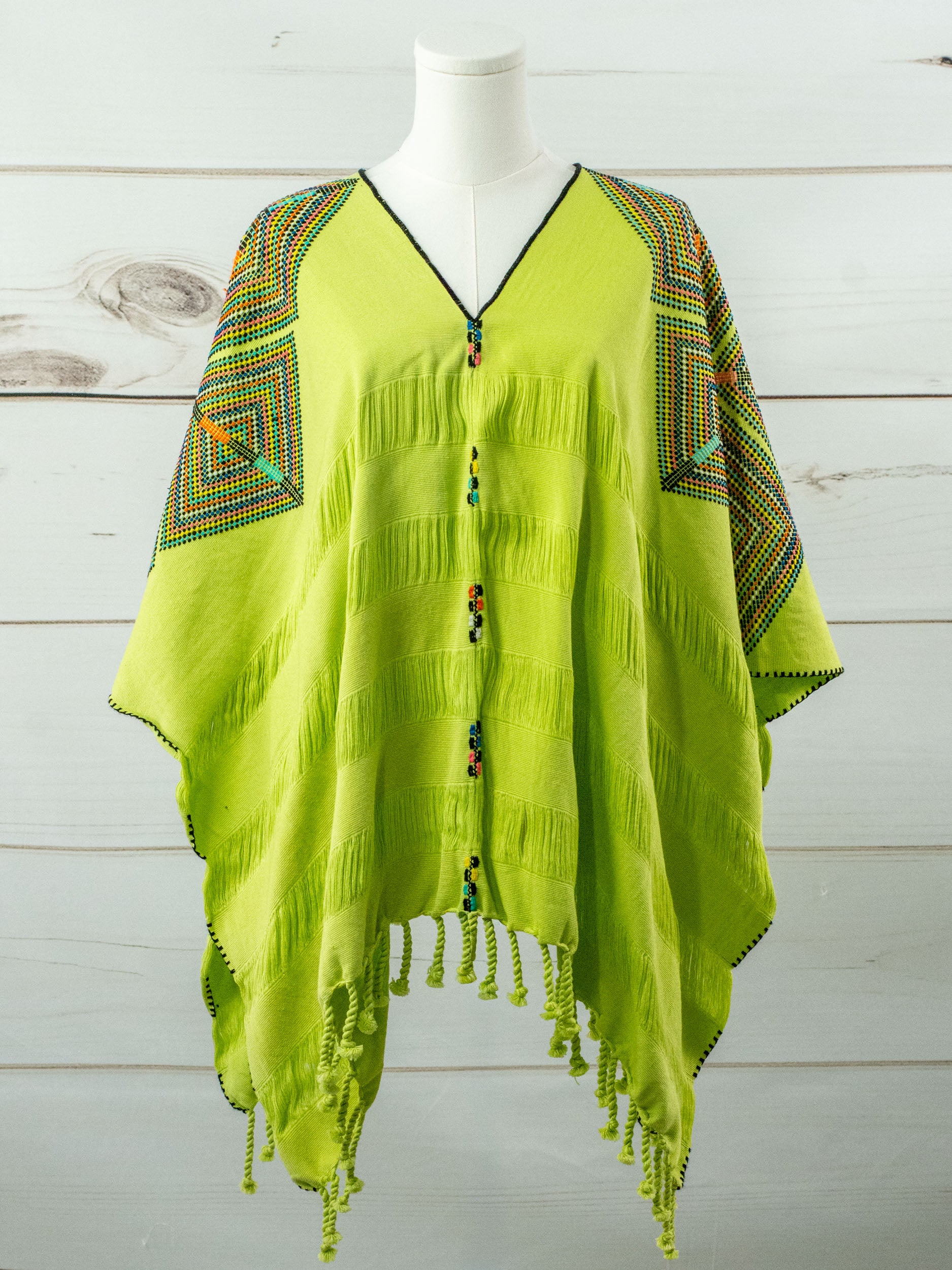 Poncho corto de rombos unidos Cancuc