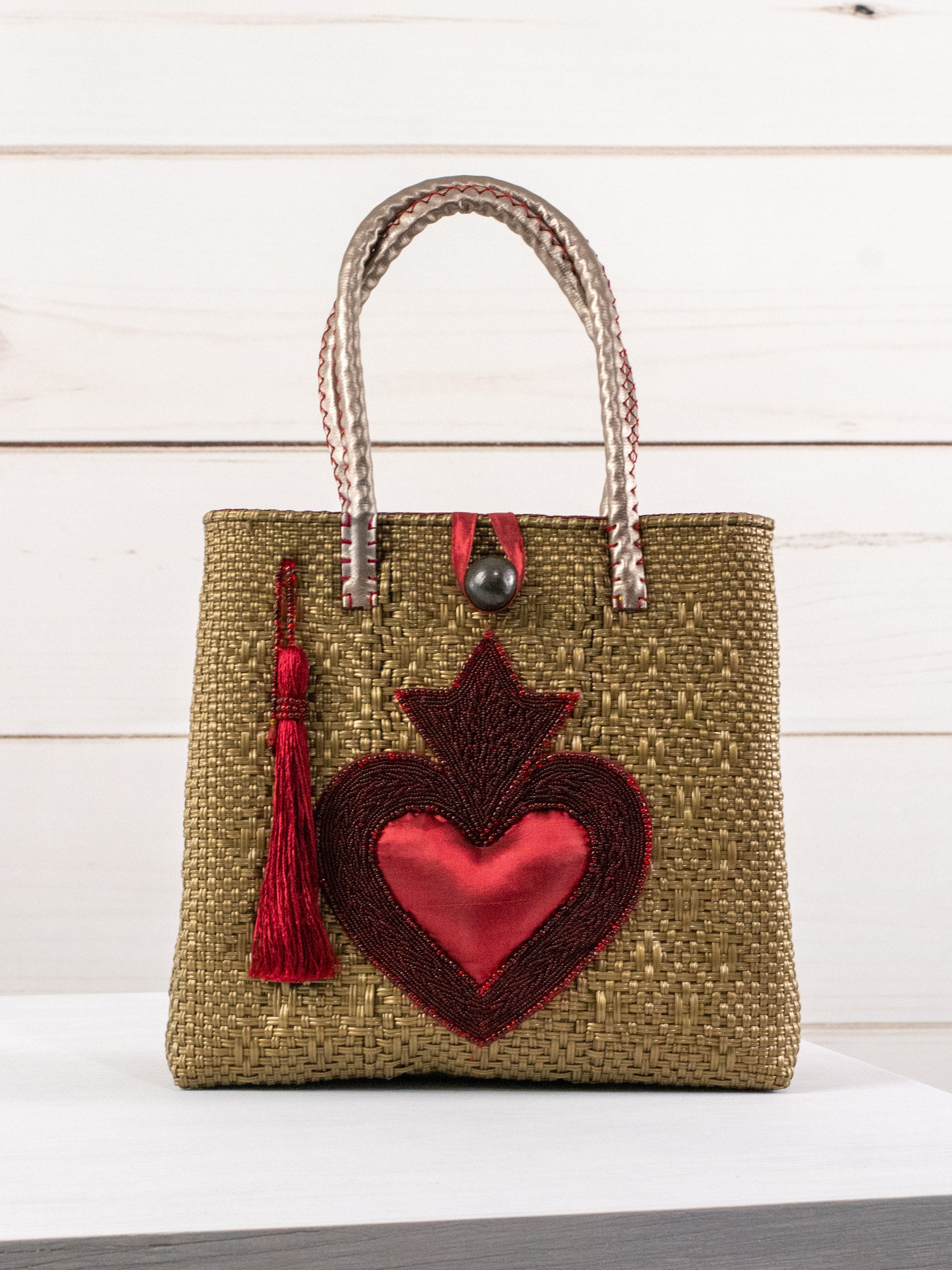 Bolsa artesanal corazón milagro mediana