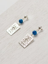 Aretes de papel picado con corazón y piedras arriba