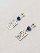 Aretes de papel picado con corazón y piedras arriba