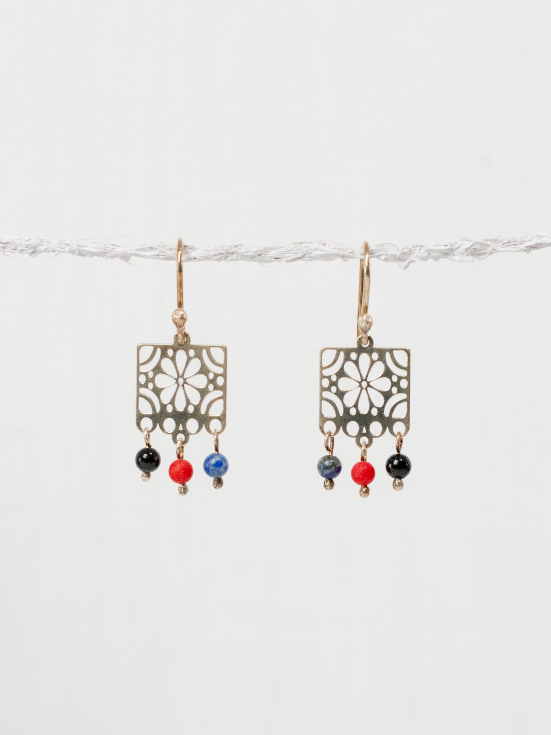 Aretes papel picado flores medianos