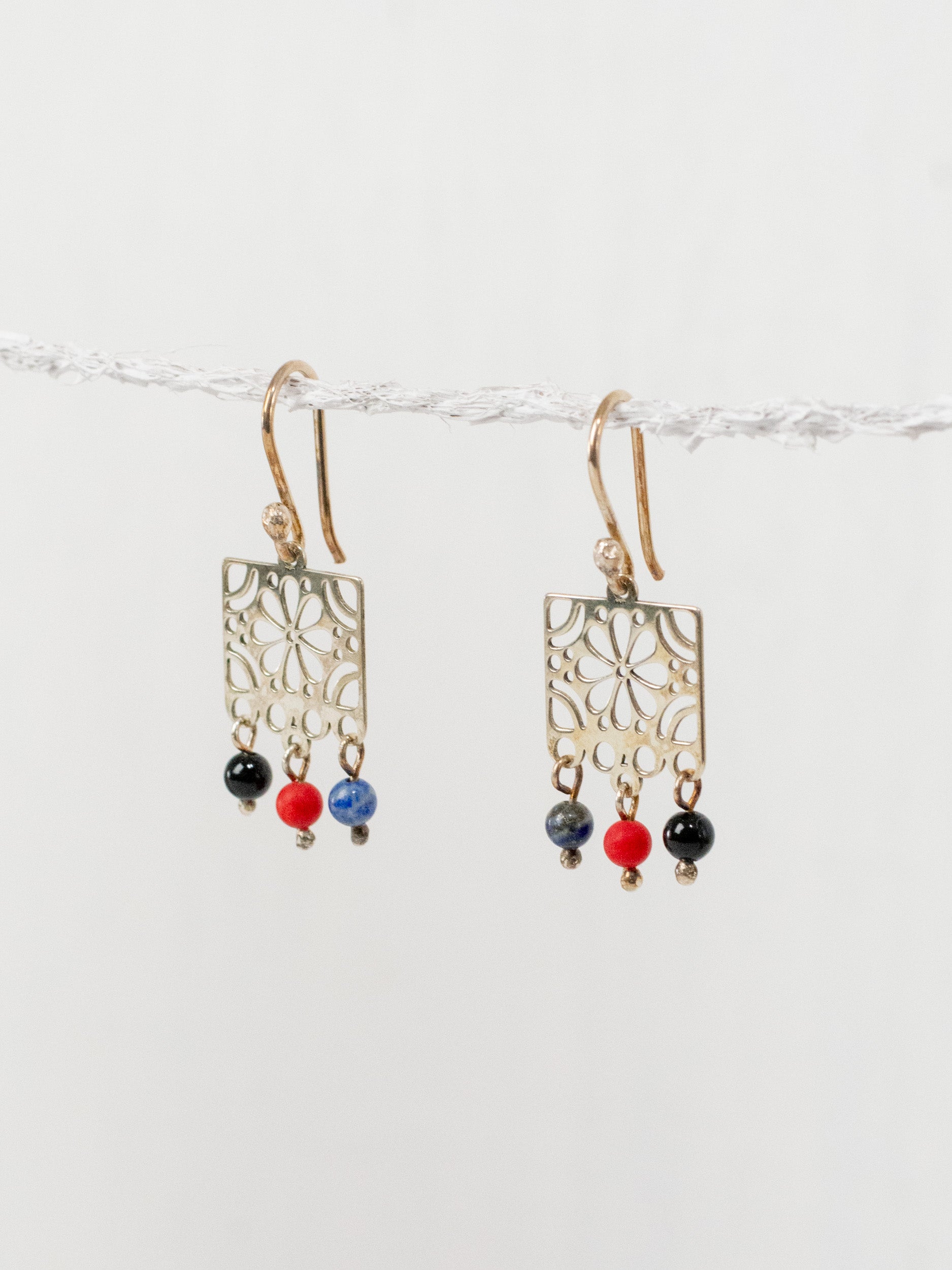 Aretes papel picado flores medianos
