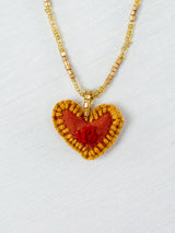 Collar corazón bordado mini