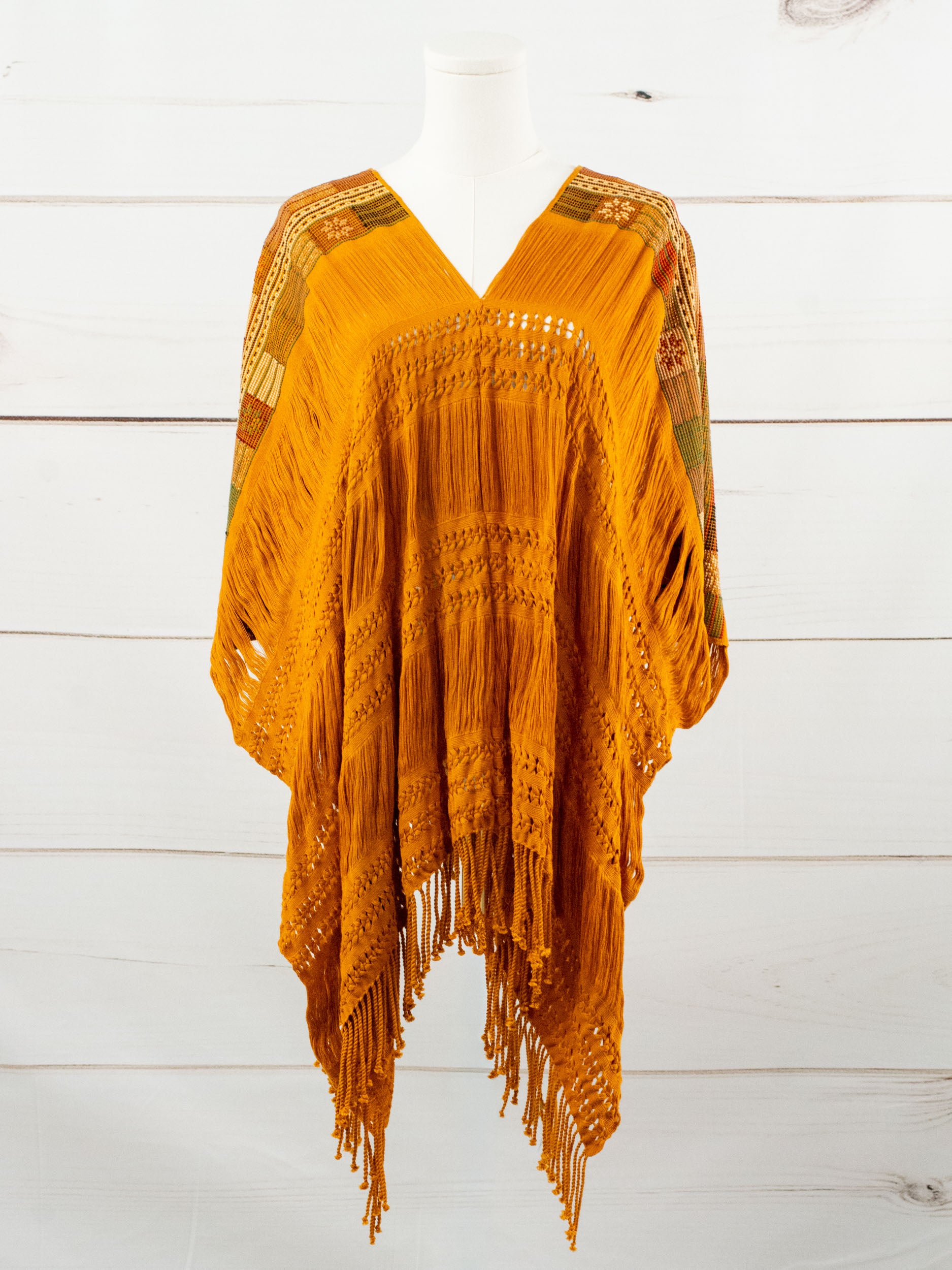 Poncho largo todos deshilados Chiapas