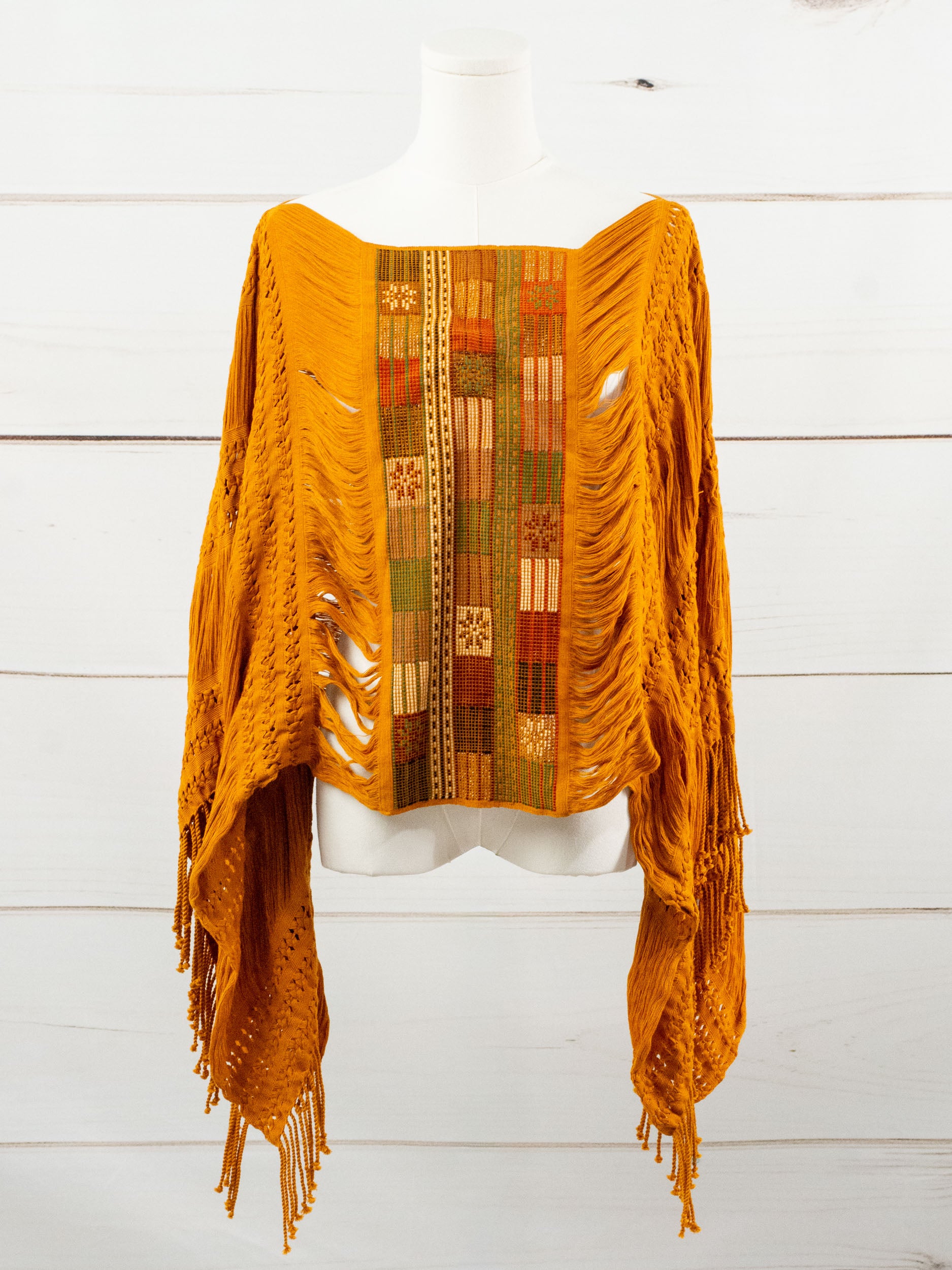 Poncho largo todos deshilados Chiapas
