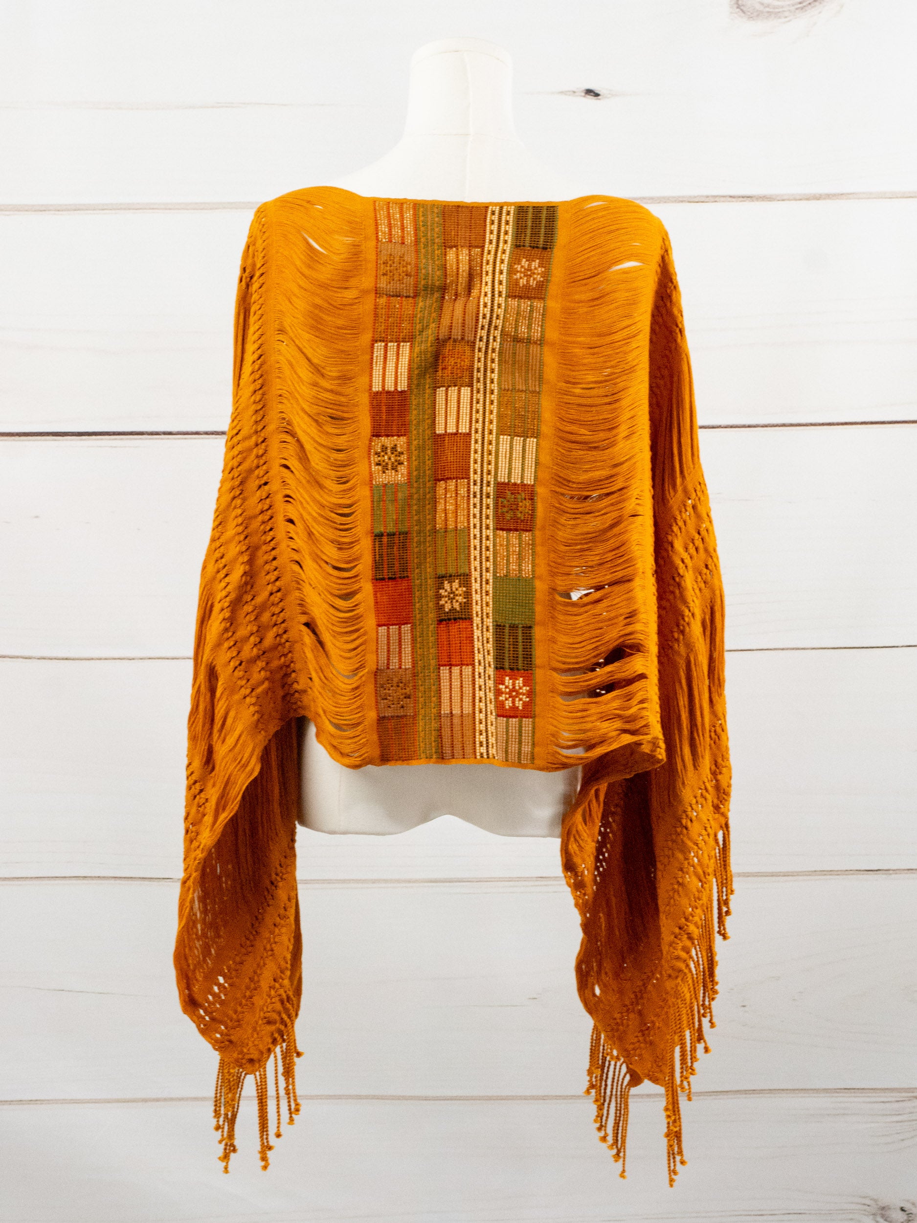Poncho largo todos deshilados Chiapas