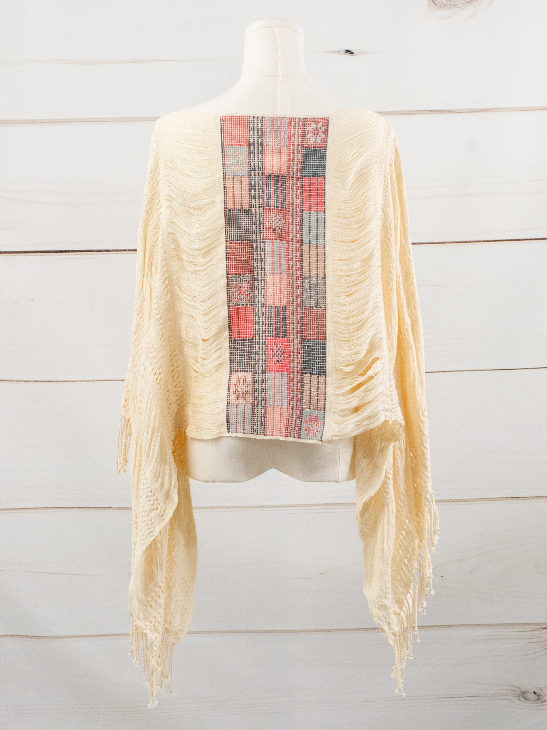 Poncho largo todos deshilados Chiapas