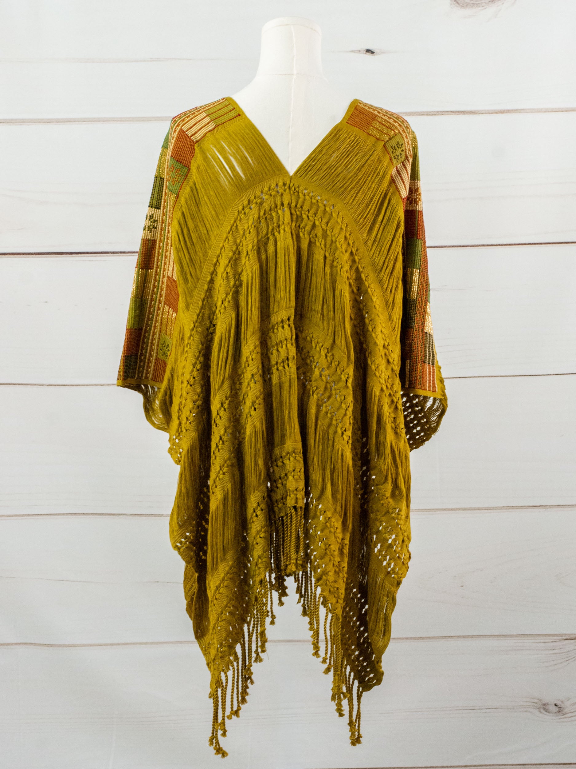 Poncho largo todos deshilados Chiapas