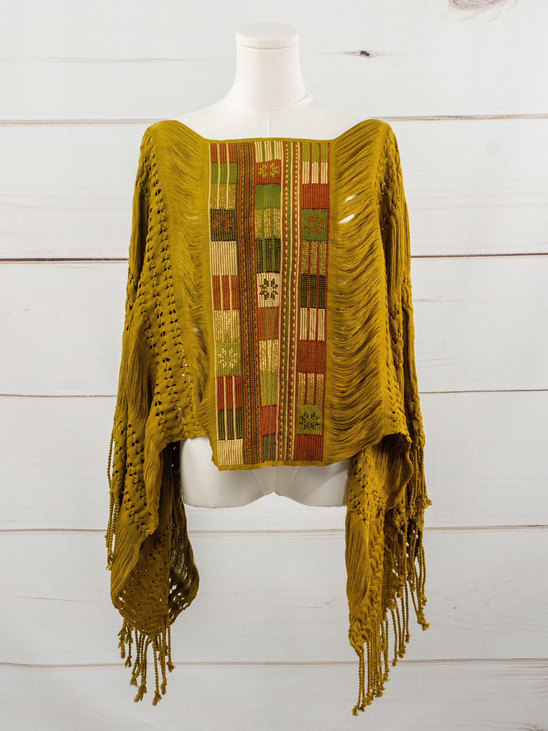 Poncho largo todos deshilados Chiapas