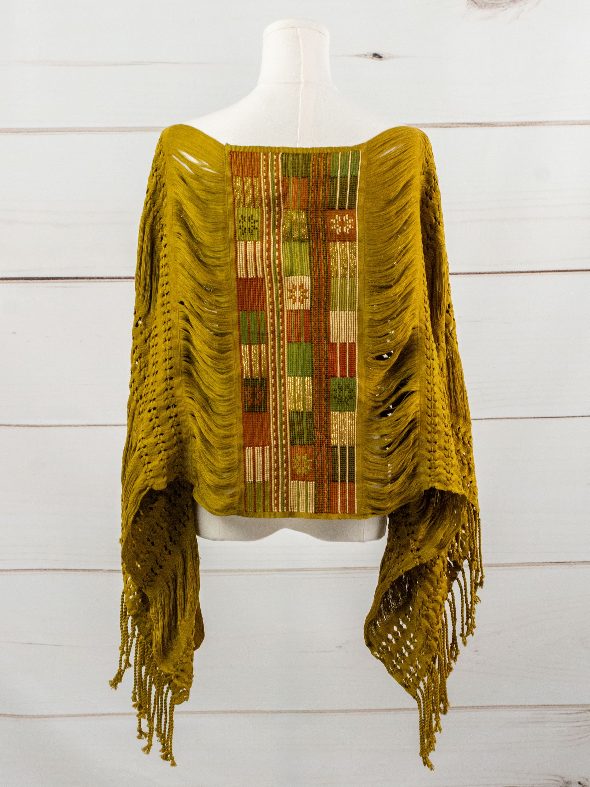 Poncho largo todos deshilados Chiapas