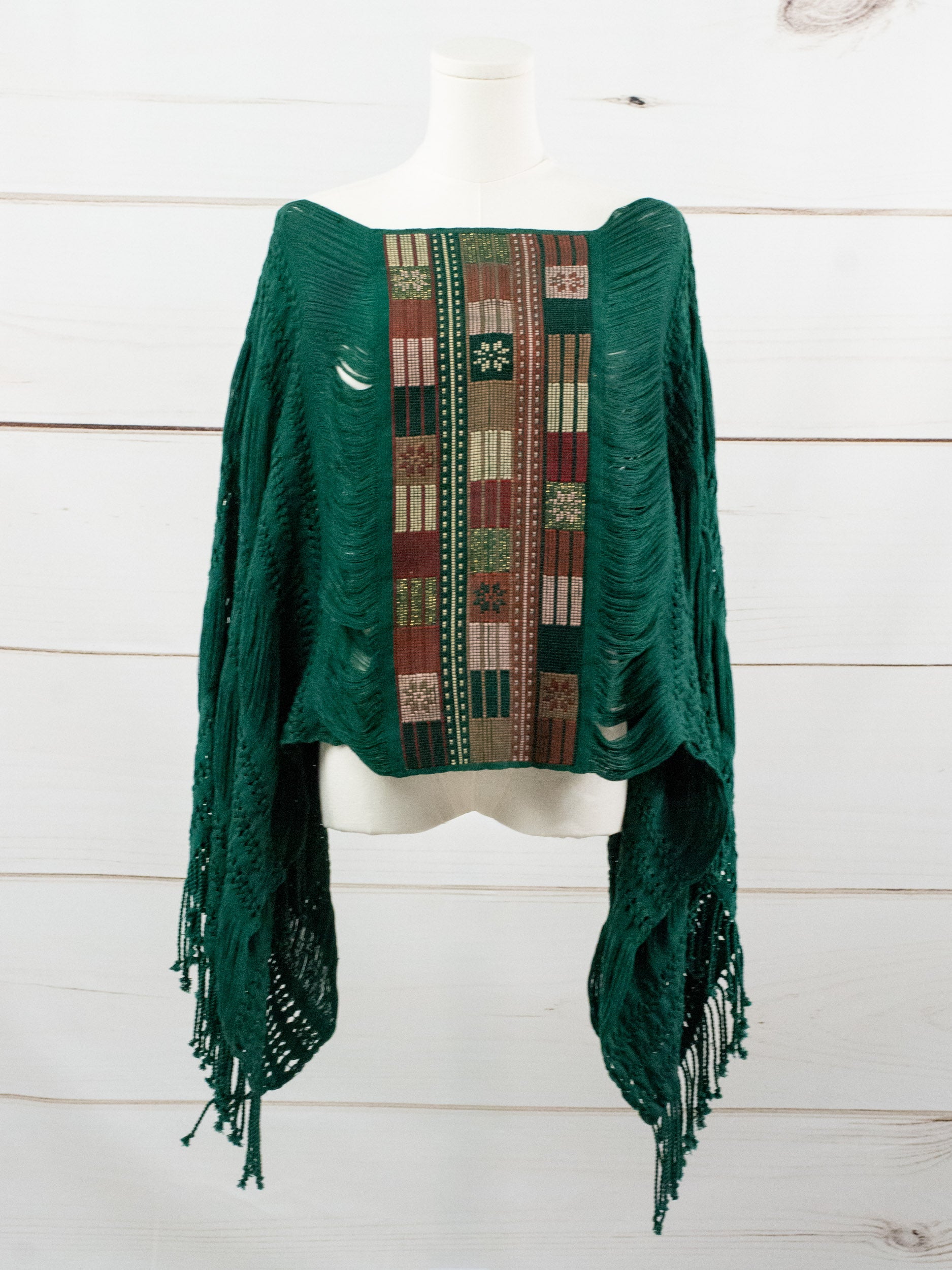 Poncho largo todos deshilados Chiapas