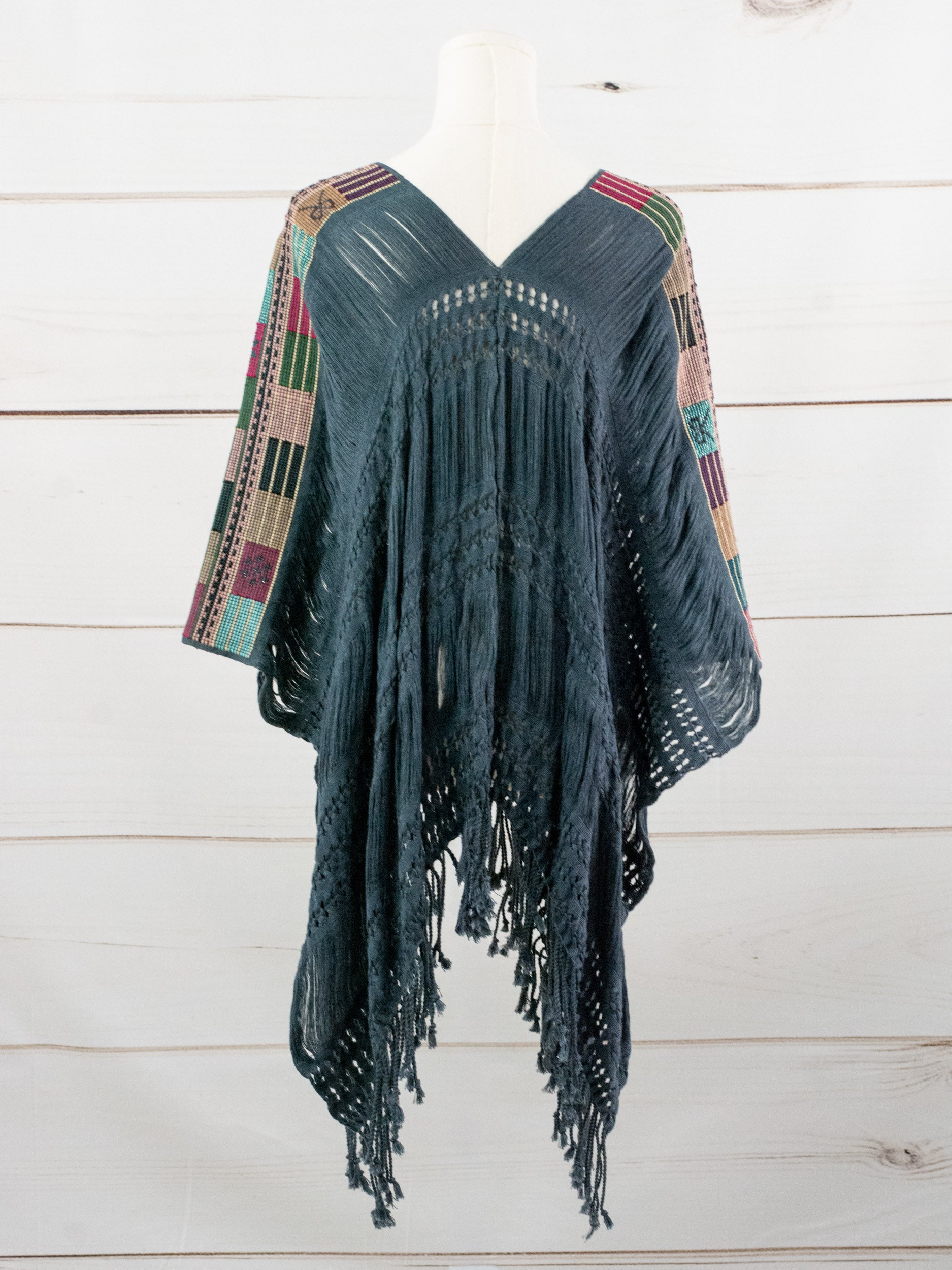 Poncho largo todos deshilados Chiapas