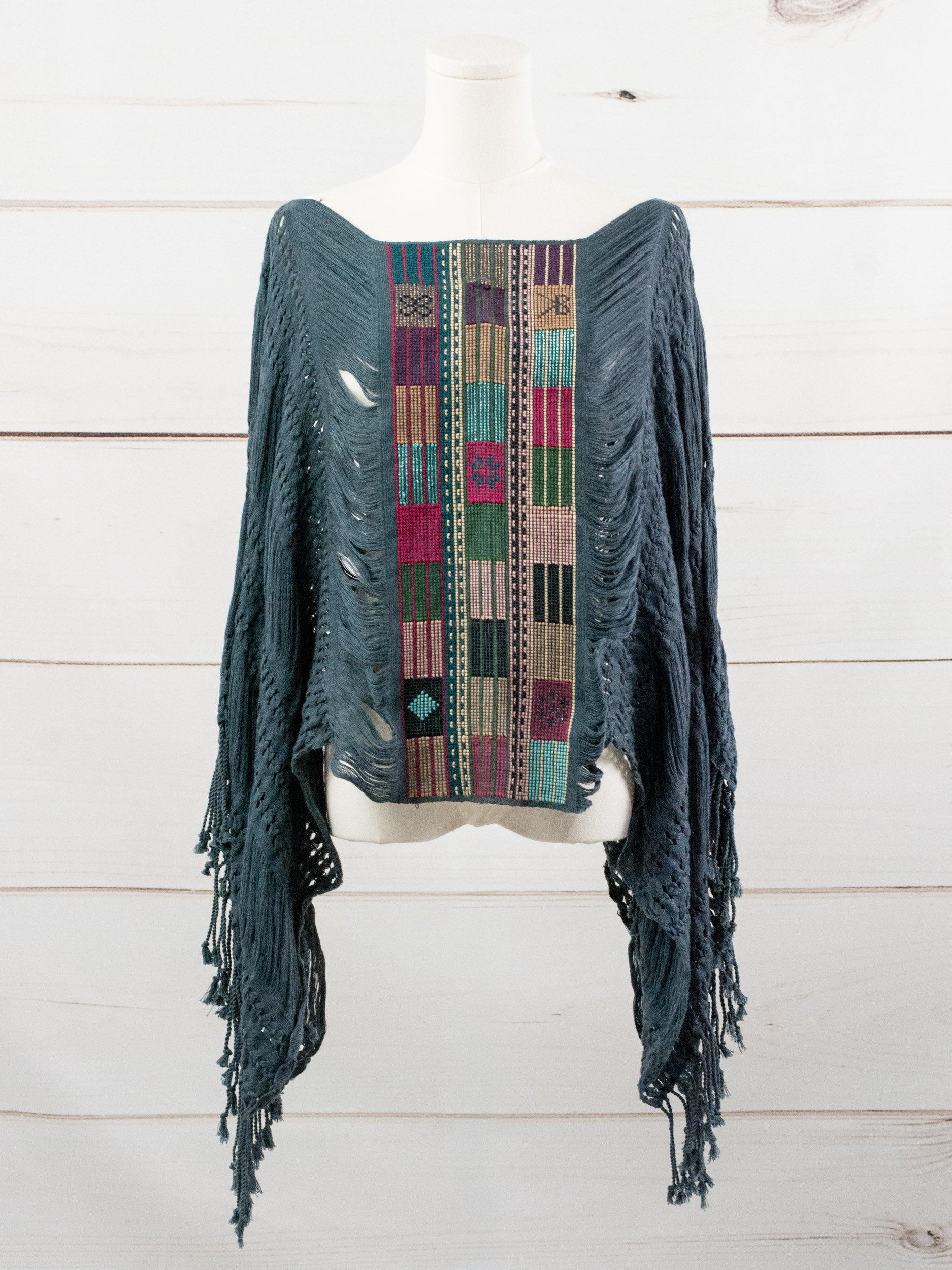 Poncho largo todos deshilados Chiapas
