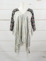 Poncho largo tres líneas deshiladas Chiapas