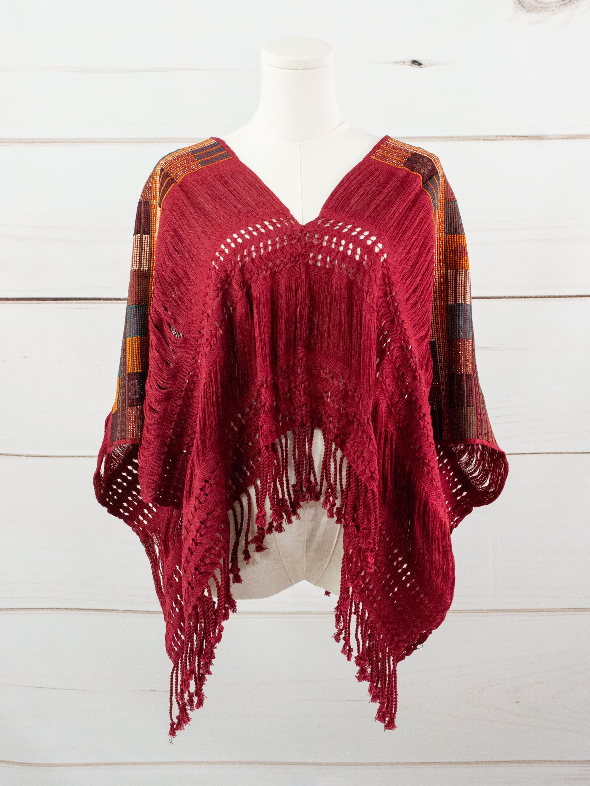 Poncho corto todos deshilados Chiapas