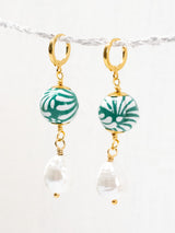 Aretes talavera esferas con perlas