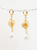 Aretes talavera esferas con perlas