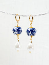 Aretes talavera esferas con perlas