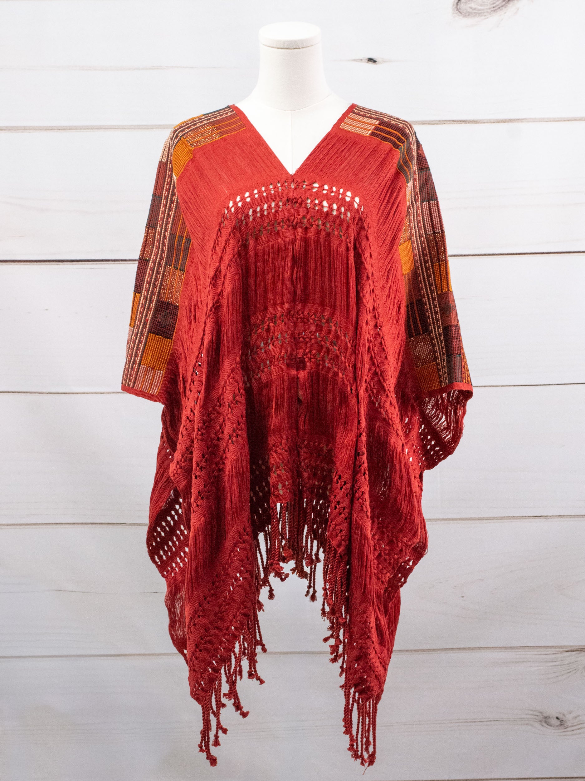Poncho largo todos deshilados Chiapas