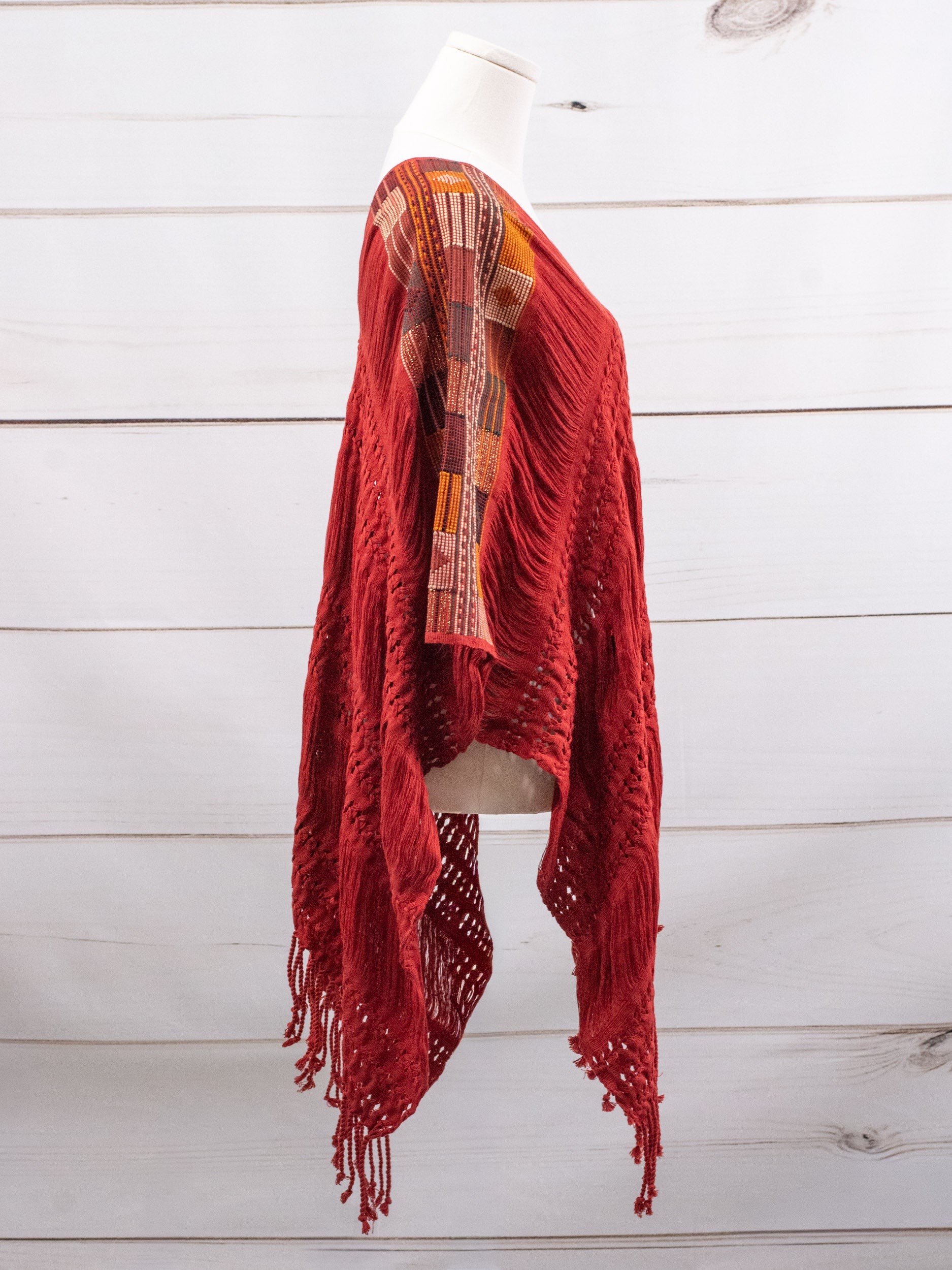 Poncho largo todos deshilados Chiapas
