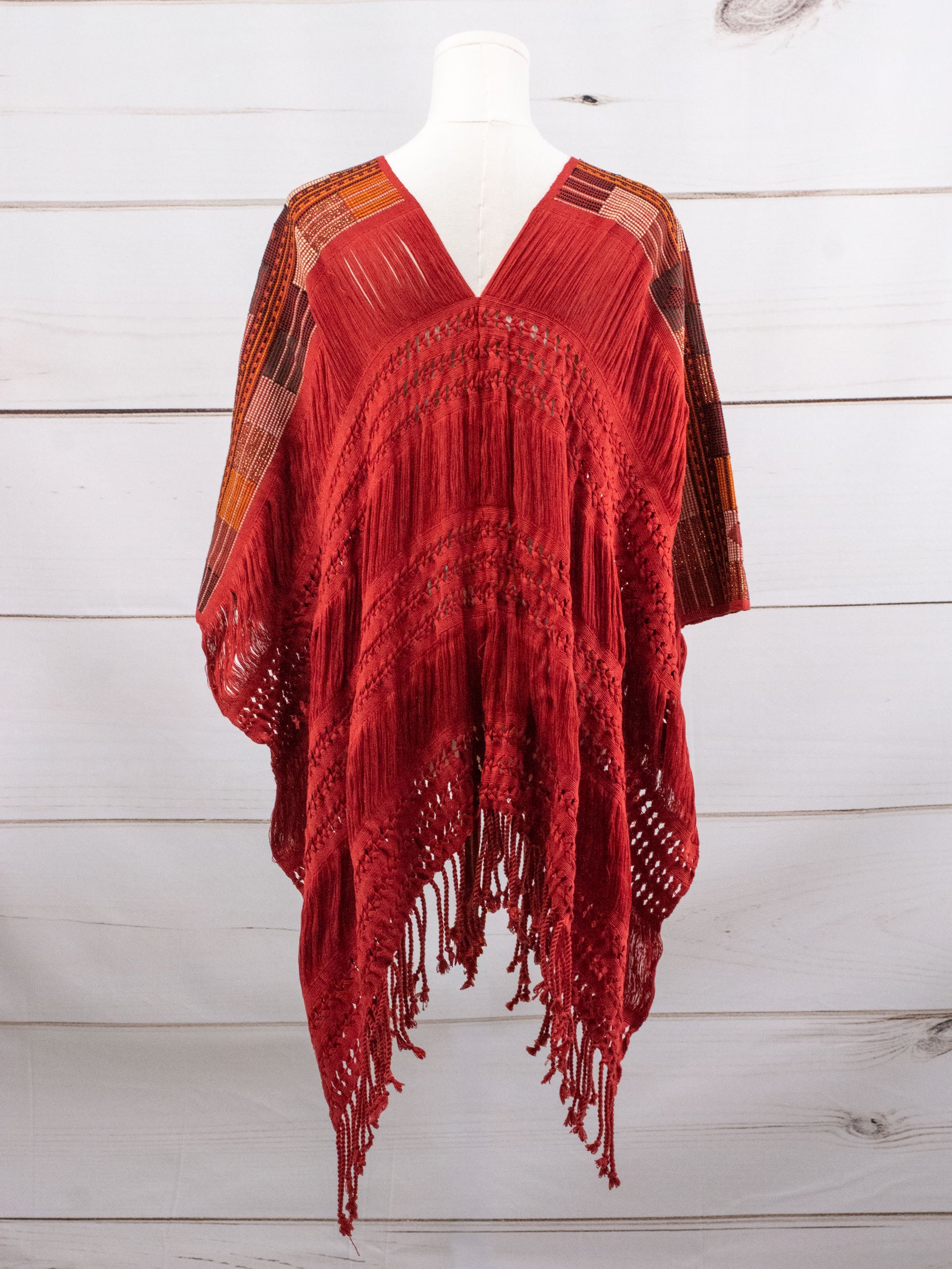 Poncho largo todos deshilados Chiapas