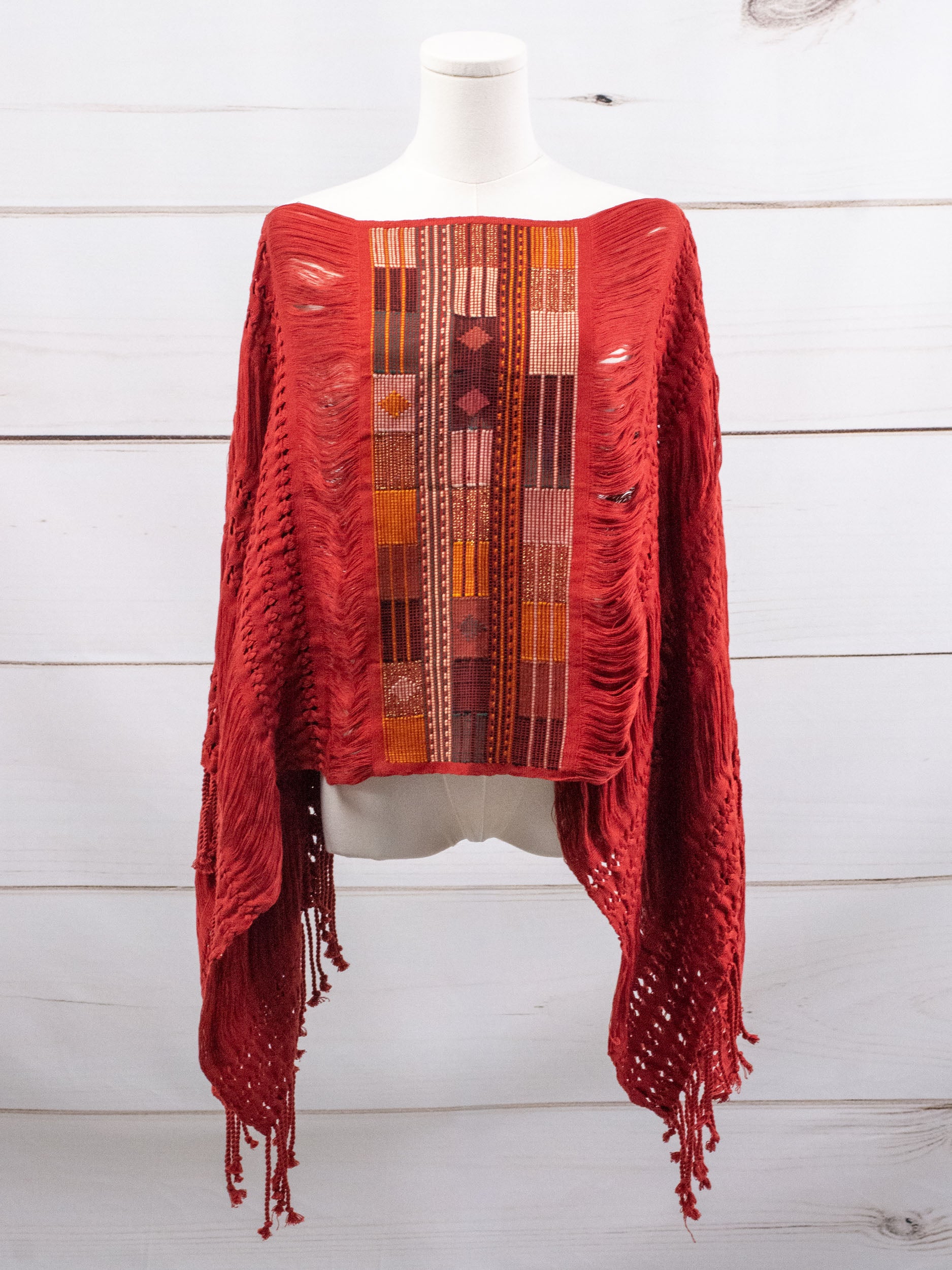 Poncho largo todos deshilados Chiapas