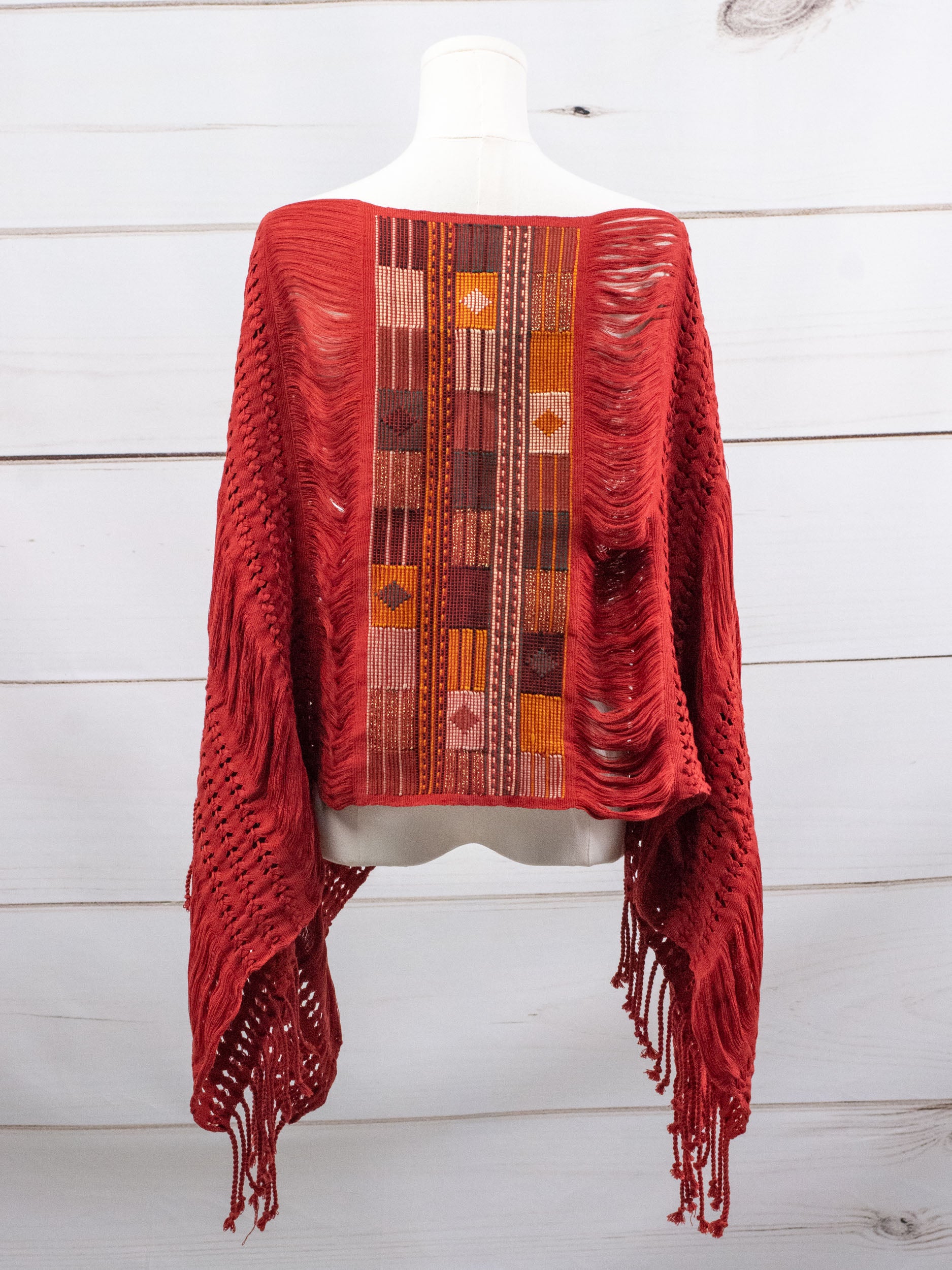 Poncho largo todos deshilados Chiapas