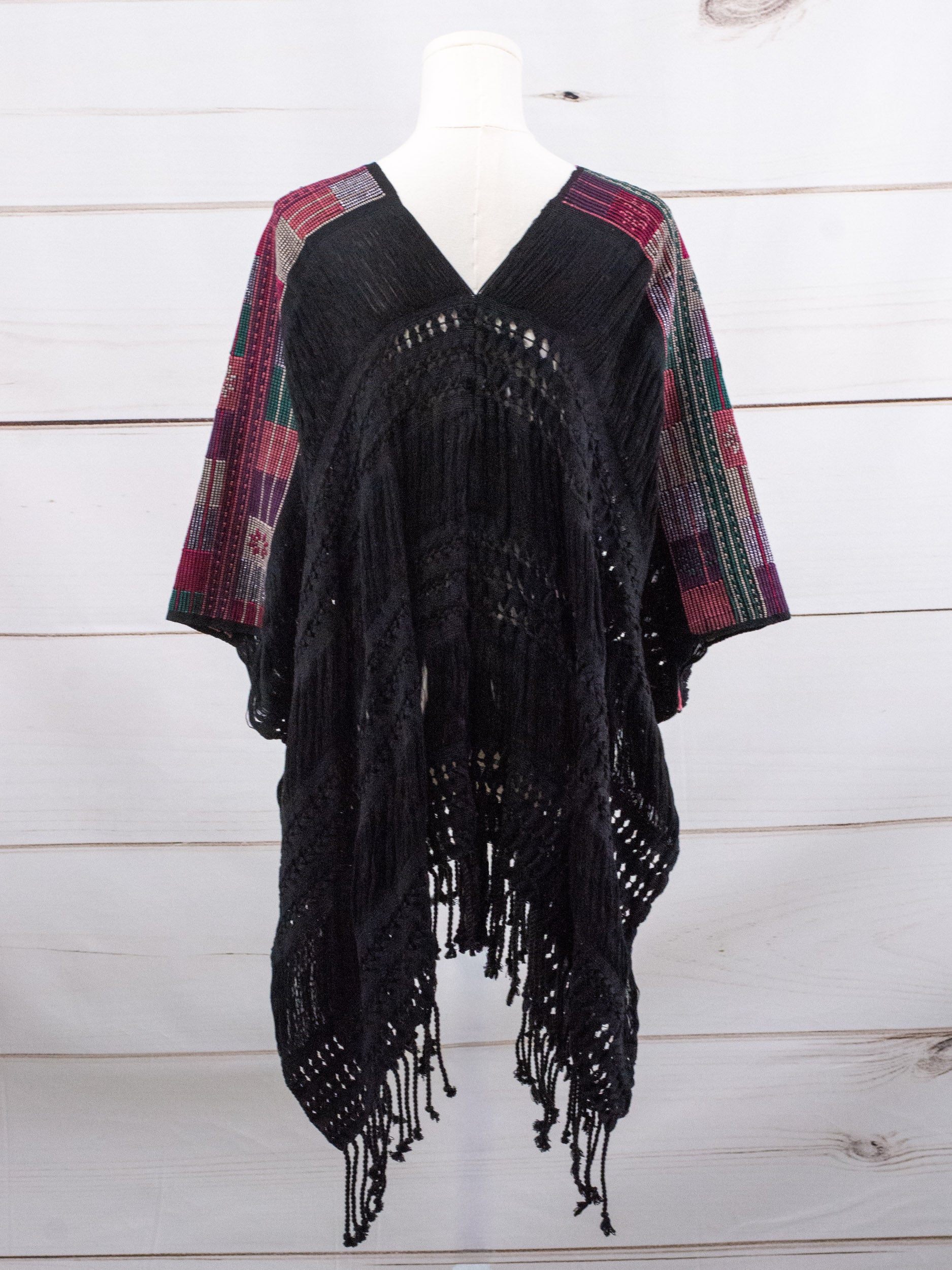 Poncho largo todos deshilados Chiapas