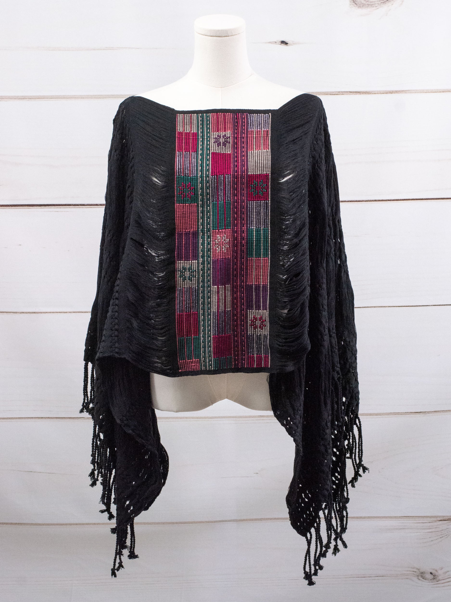 Poncho largo todos deshilados Chiapas