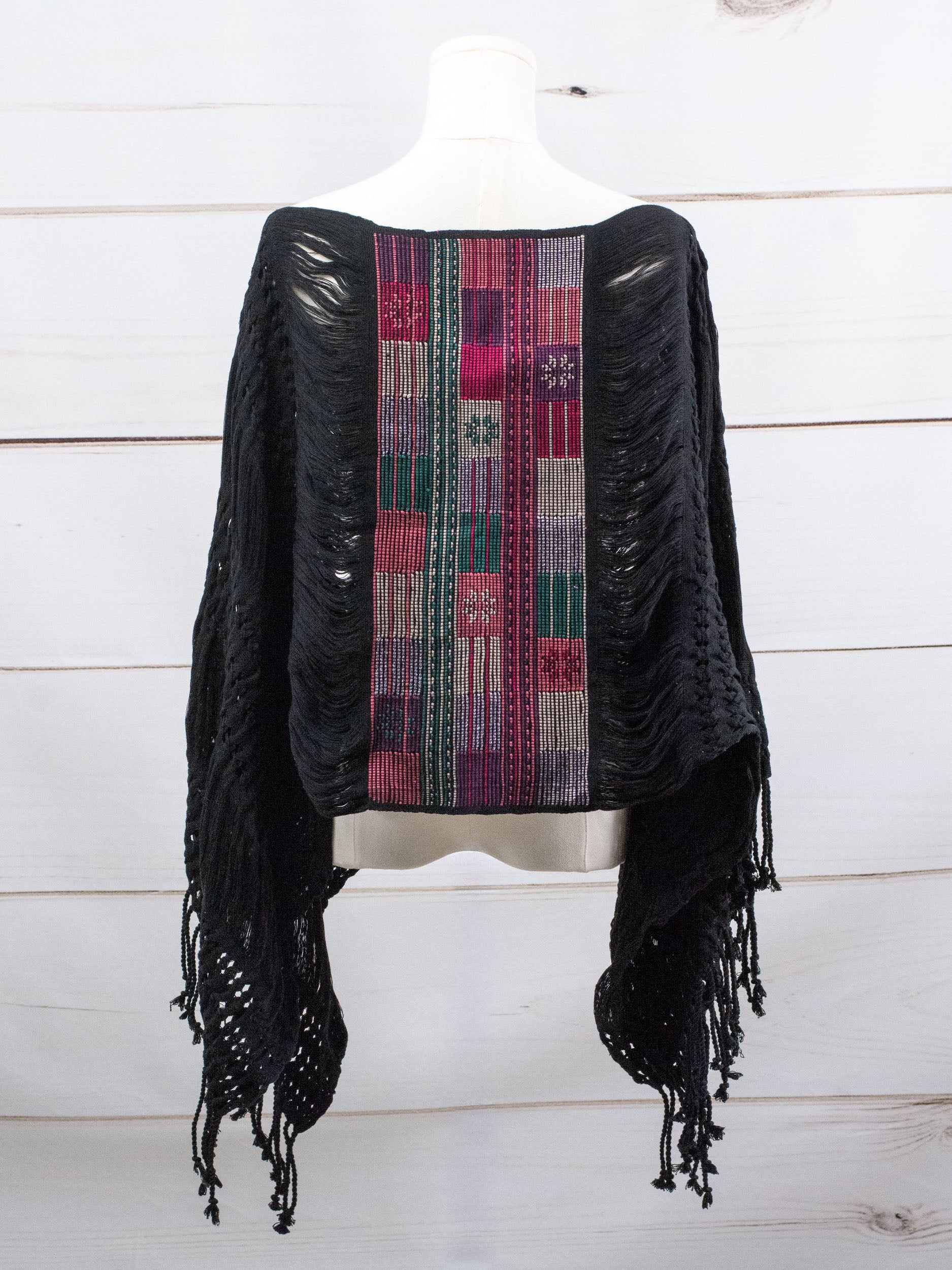 Poncho largo todos deshilados Chiapas