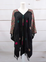 Poncho largo tres líneas deshiladas Chiapas