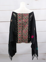 Poncho largo tres líneas deshiladas Chiapas