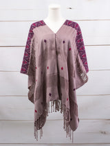 Poncho largo tres líneas deshiladas Chiapas