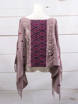 Poncho largo tres líneas deshiladas Chiapas
