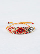 Pulsera Wixárika de chaquira tres rombos mediana