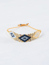 Pulsera Wixárika de chaquira tres rombos mediana