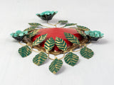 Heart with three flowers and frame of hanging leaves